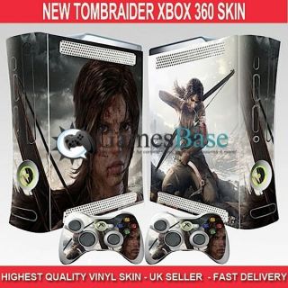 New Tomb Raider Lara Croft Xbox 360 Skin Stickers + 2 Controller Skins