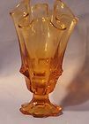 Vintage AMBERINA Glass Handkerchief Ruffled Footed Vase