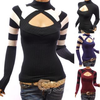 Stunning Strips Crew Neck Long Sleeve Sweater Knit Tops