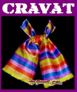 Wonka Multi Colored Rainbow Satin Velco Cravat Fancy Dress Children