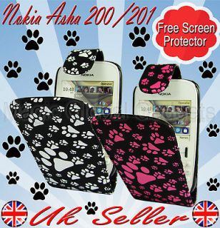NEW DOG PAW MAGNETIC FLIP CASE COVER POUCH FOR NOKIA ASHA 200 201