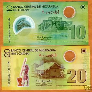 Nicaragua, SET, 10;20 cordobas, 2009, Polymer, NEW UNC