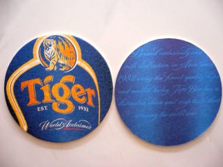 Tiger Label Beer Mat/Coaster From Malaysia