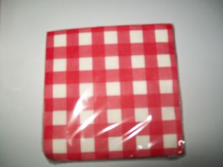 RED CHECKED (20) 10 x 10 3 PLY BEVERAGE NAPKINS Free Shipping
