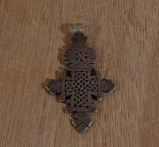White Pot Metal Scottish Filigree Celtic Cross Pendant 2 5/8 High