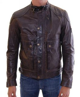 NWT $1950 BELSTAFF Radlett Bomber Leather Jacket Man Blackbrown s. L