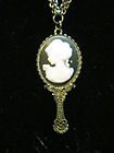style Cameo in mirror necklace fashion jewelry 30 long black tone