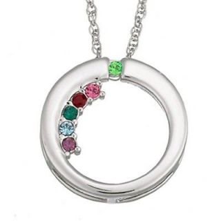 Personalized Sterling Silver Mothers Circle Birthstone Necklace Up to