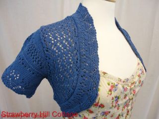Blue shrug / bolero / cardigan   crochet / knitted 40s / 50s style