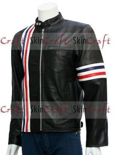 Easy Rider Captain America Black Peter Fonda Biker Leather Jacket in