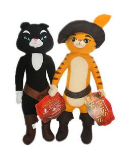 Female Puss in Boots & Male Cat Kitty Soft Paws 2pcs Plush Toy NWT