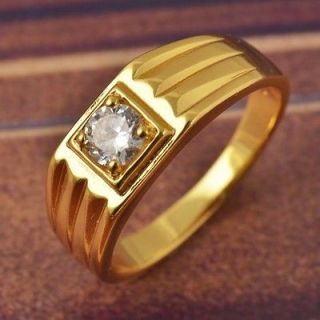 Stylish 9K Real Gold Filled CZ Mens Ring,size 10,W790