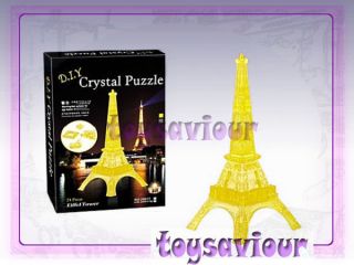 3D Crystal Puzzle Light Flash 24pcs Eiffel Tower Yellow