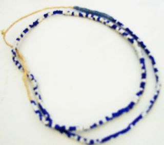 Antique Venetian TRADE BEADS Lot NAVY BLUE White STRAND Necklace Small