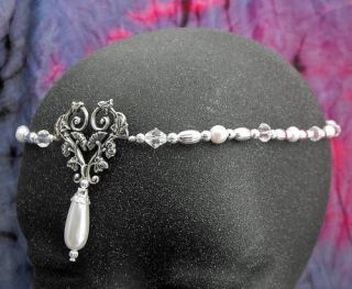 Pearl HEART Circlet medieval faire wedding crown tiara
