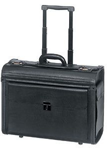 19 LEATHER ROLLING PILOT BRIEFCASE LAWYER LAPTOP SUITCASE