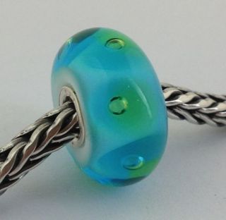 AUTHENTIC TROLLBEADS MURANO GLASS TURQUOISE BUBBLES BEAD CHARM, 61168