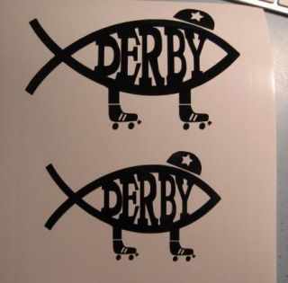 Roller Derby Jesus Fish 2x Decal Sticker Jammer skate