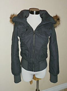 Womens Aritzia Blue Gray Winter Parka Jacket With Fur Hood XXS