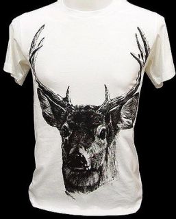 DEER Antlers Hunter Stag Animal Print T Shirt Wolf M