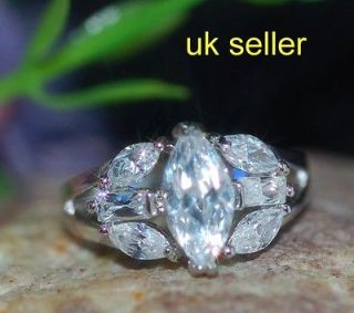 1ct marquise created diamond DEC0 WGP ring size L 6