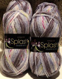 King Cole Splash double knitting 4,100g balls purple with splash of