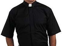 NEW FRIAR TUCK PRIEST CLERGY SHIRT TAB BLAC K 14.5NECK, SHORT SLEEVES