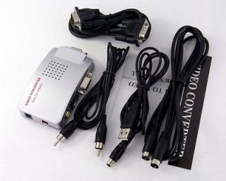 Laptop VGA to RCA AV Signal TV S Video Converter Box Adapter cables
