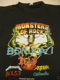 of Rock Concert T Shirt 1987 Metallica Wasp Dio Bon Jovi Medium