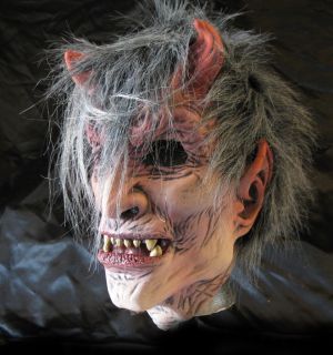 Devil Man Lucifer Demon Mask & Hair Adult Latex Halloween Mask
