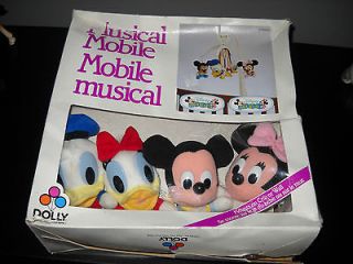 DISNEY MUSICAL MOBILE VINTAGE DOLLY CRIB OR WALL MOUNT MICKEY MINNIE