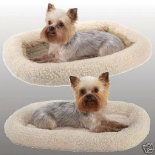 DOG CRATE PAD BOLSTER BED CREAM SHERPA 18x12 +NAME Med