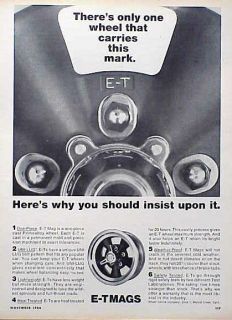 1966 E T Mag Wheel Rim ORIGINAL Old Ad 5+ FREE SHIP C MY STORE