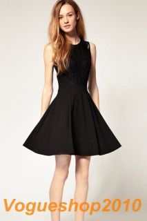 New Classic Lace Scoop Neck Sleeveless Slim Little Black Dress Size