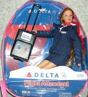 Doll Delta Airlines 11 RARE Redhead w/ Backpack & Accessories