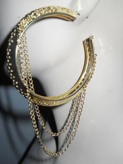listed gorgeous Trendy GOLD hoops with chains EARRINGS HOT NEW