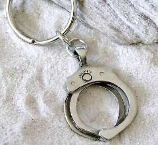 HANDCUFFS POLICE COP Pewter KEYCHAIN Key Ring