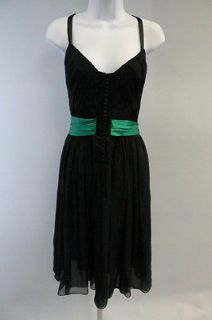 NEW DOLCE & GABBANA Black Green Silk Sleeveless Pleat Detail Corset