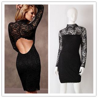 Sleeve Open Back Women Sexy Evening Party Cocktail Lace Mini Dress