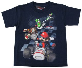 NINTENDO Boys MarioKart Mario Kart DS Character Tee Shirt Navy Blue