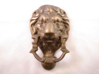 Vintage Solid Brass Lions Head Door Knocker with 3 brass screws