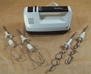 PORTABLE HANDHELD FOOD MIXER DOUGH HOOKS BEATERS #394 130W FRANCE