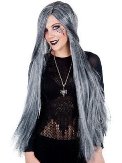 Halloween Corpse Bride Grey Drusilla Fancy Dress Costume Party Wig