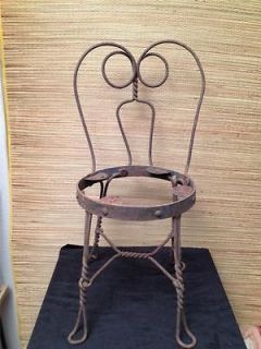 Childs Kids Doll Antique Twisted Wrought Iron Ice Cream Parlor Chair
