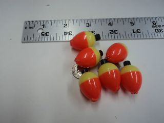 Brand New 3/4 Pear Shaped Or/Yellow Ice Bobber 6 Pack #50PB2PF Easy