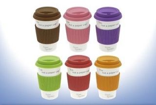 CERAMIC TRAVEL MUG WITH SILICON LID VARIOUS COLOURS SLOGAN IM NOT A