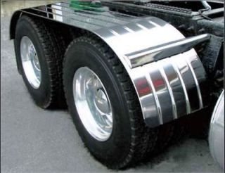 Semi Truck Fender Ribbed Stainless Steel with Beaded Edge 1 Pair