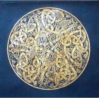 BRASS RUBBING CELTIC CIRCLE,Metallic Gold wax, from the Book of Kells