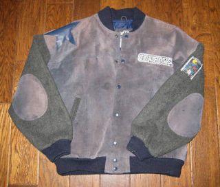Vintage Mens DALLAS COWBOYS NFL Football Leather Bomber Jacket Carl