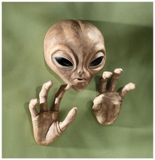 UFO Extra Terrestrial Alien Visitor Head and Hands Otherworldly Wall
